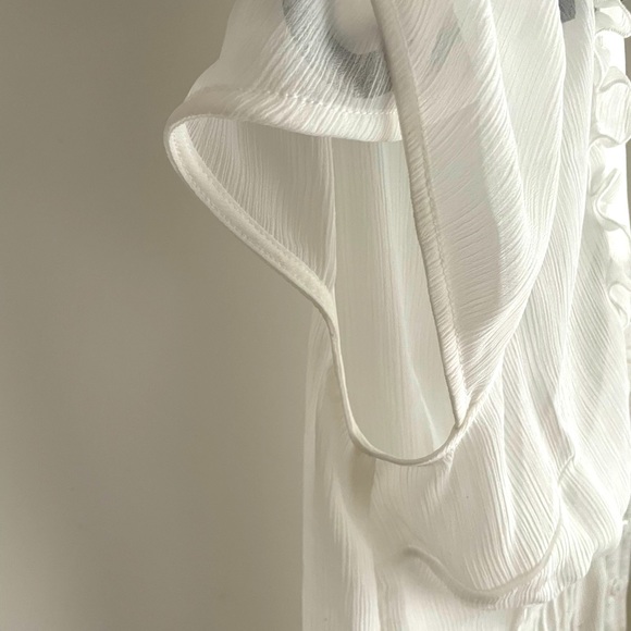 NWOT- Sheer off white , size M , Short Sleeve Top - Picture 3 of 10